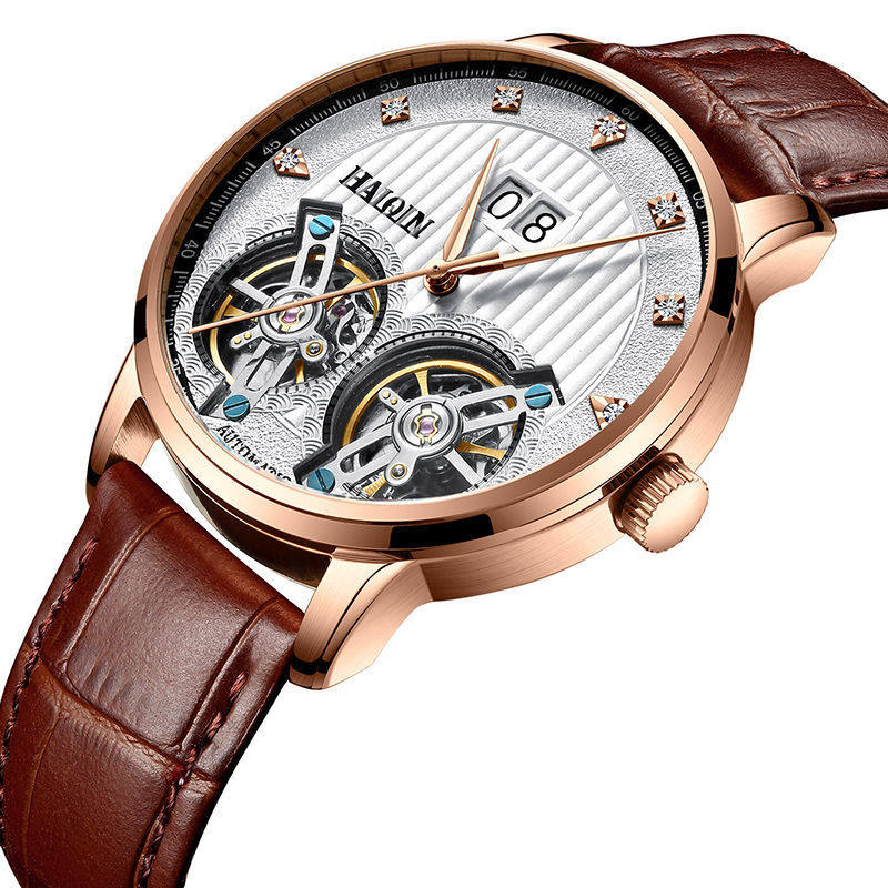 瑞士正品海琴手表男机械表男全自动双陀飞轮男士手表防水学生韩版