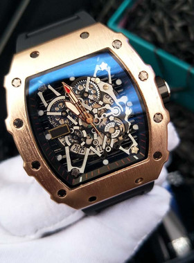 全新米勒个性镂空骷髅头酒桶型网红抖音RM日历手表男生运动硅胶