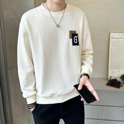MMW针织卫衣男士2025秋冬新款圆领打底衫潮流宽松长袖T恤加绒上衣