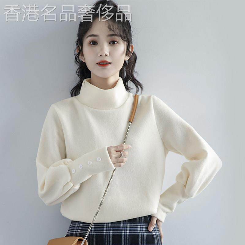 半高领德绒打底衫女士2025秋冬新款内搭上衣宽松加厚保暖长袖T恤
