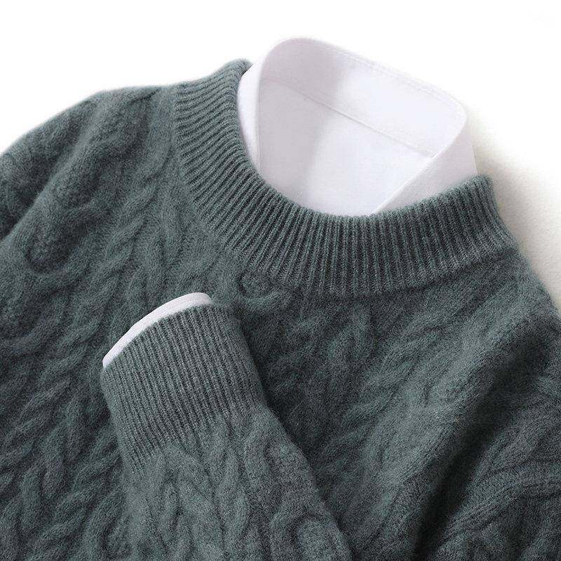 重磅加厚100%纯羊毛衫男士冬季半高领毛衣商务休闲针织打底羊绒衫