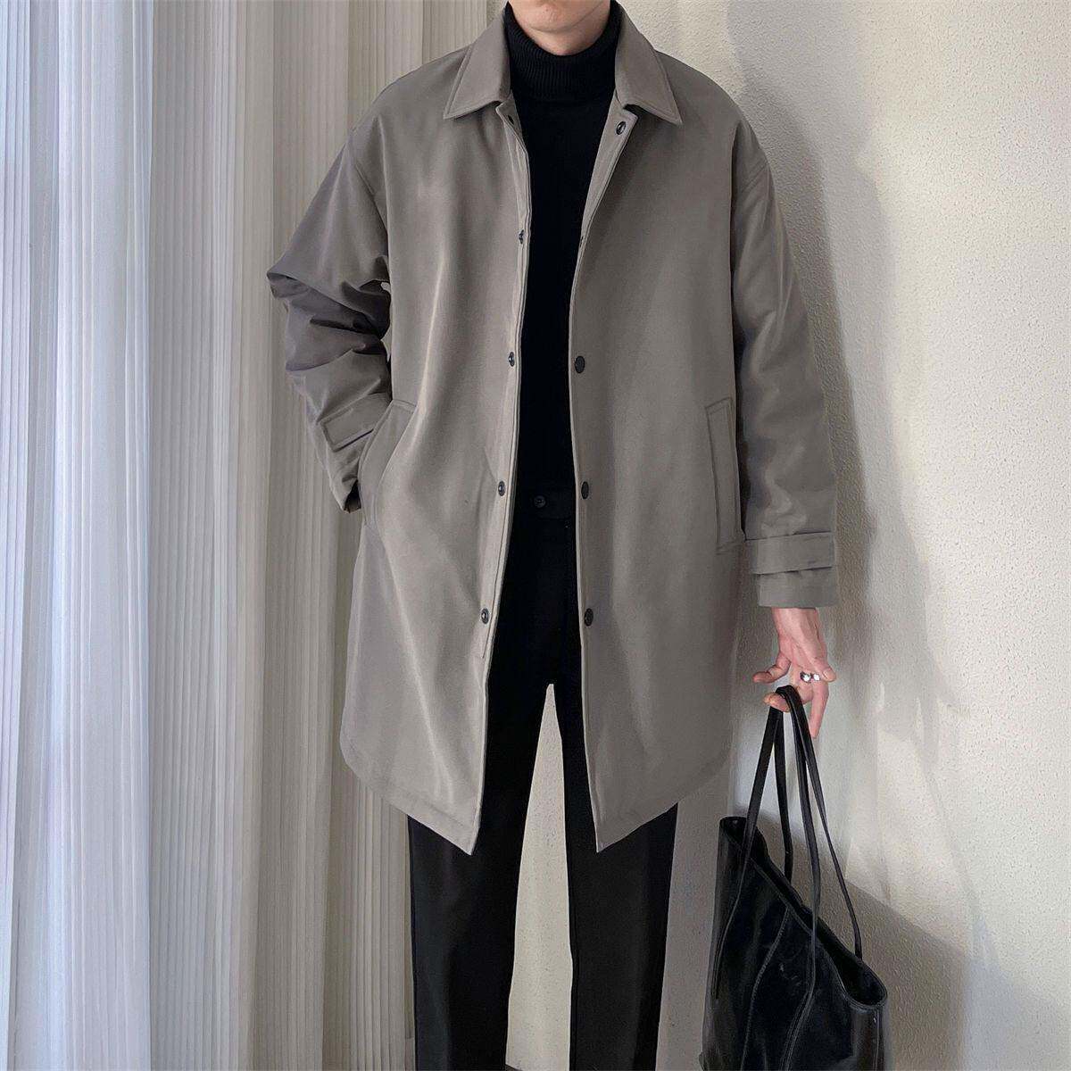 高端卡其色中长款风衣外套男春秋季2025新款潮牌高端男士大衣高端