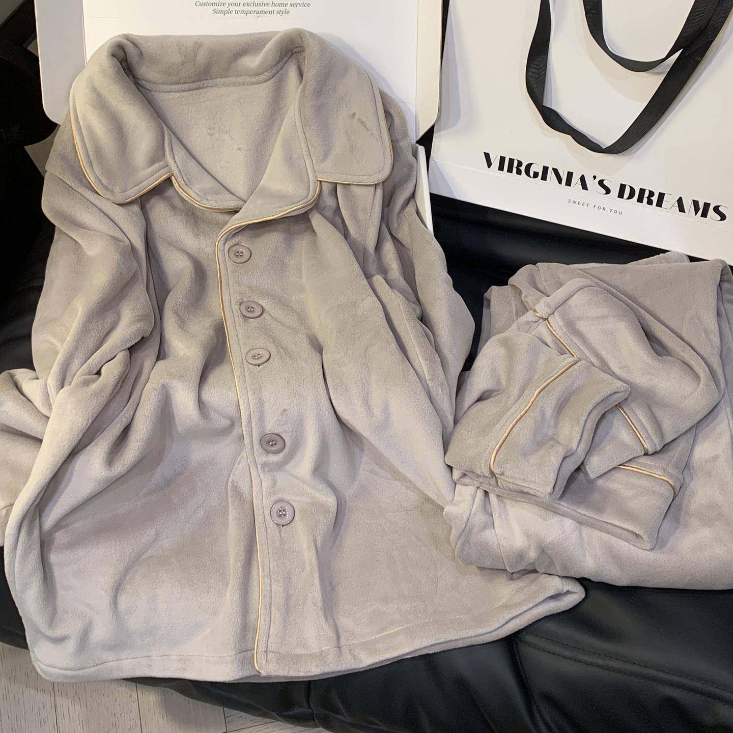 日本珊瑚绒睡衣男款加厚2025年冬季新款高级感保暖长袖家居服套装