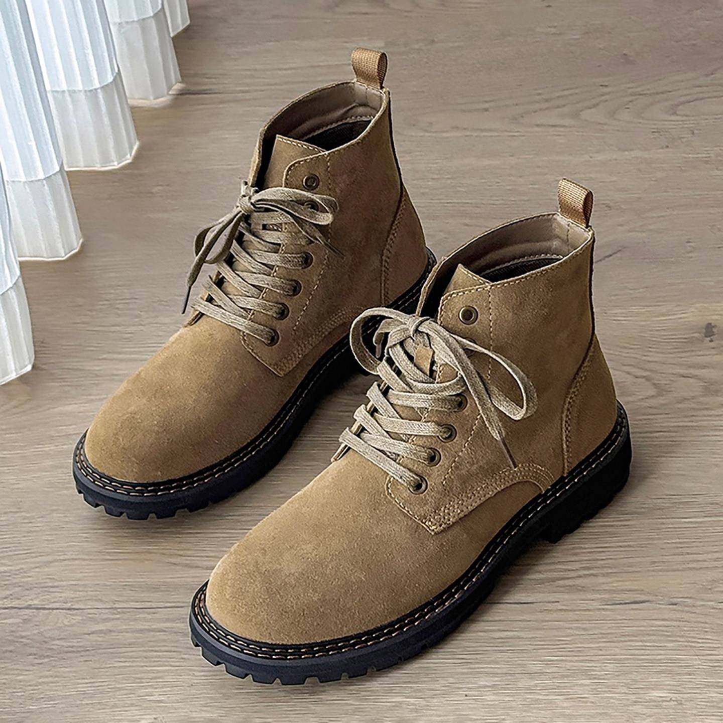 翻毛皮马丁靴男士中帮2025新款真皮沙漠靴美式复古英伦风工装靴潮