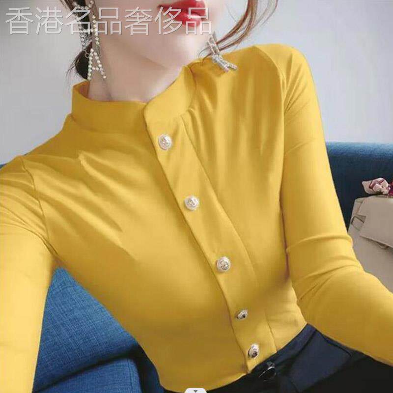 半高领打底衫女内搭春秋薄款2025新款洋派修身显瘦百搭长袖衬衫女