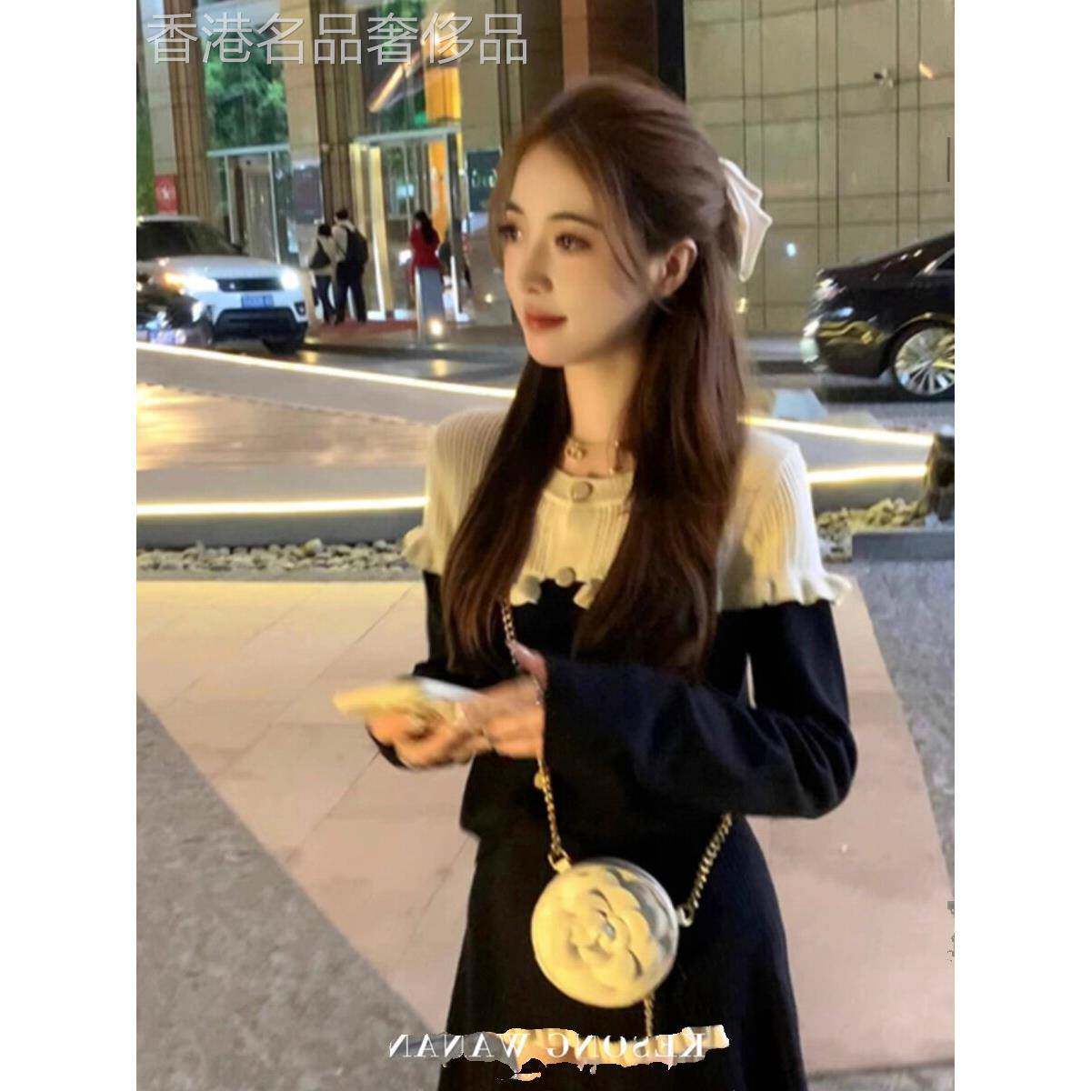 欧洲春季服装女装2025新港式覆古小套装针织两件套