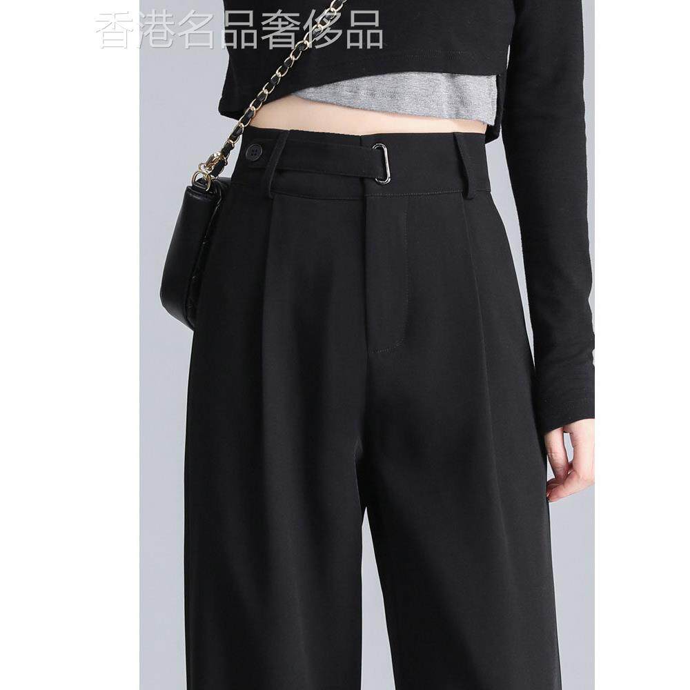 黑色窄版通勤西装裤子女裤2025春季新款夏季直筒阔腿裤小个子西裤