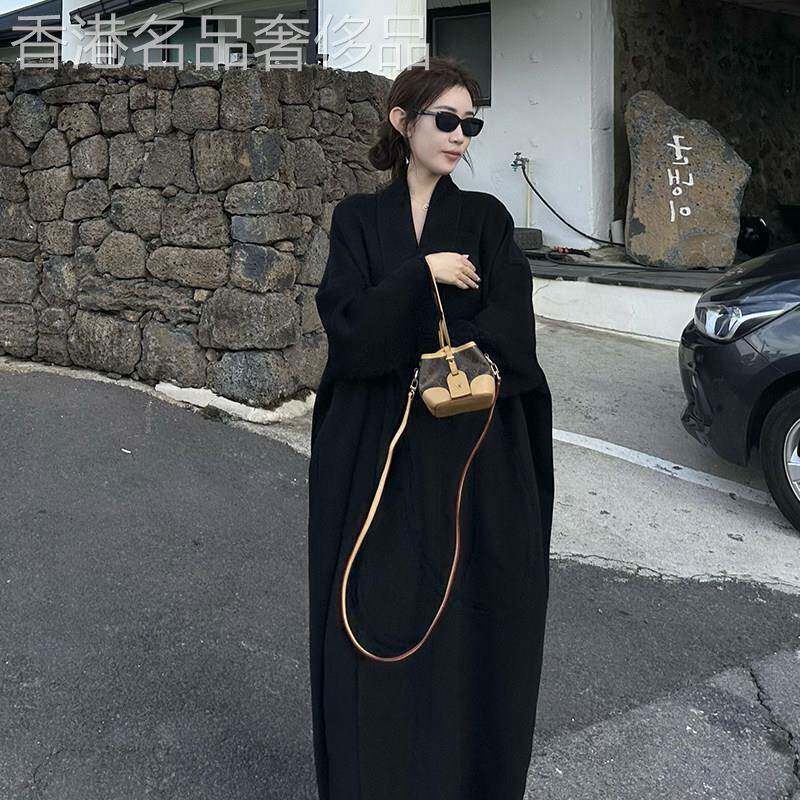 老钱千金感黑色双面羊毛大衣女25秋季小个子高级感长款毛呢外套冬