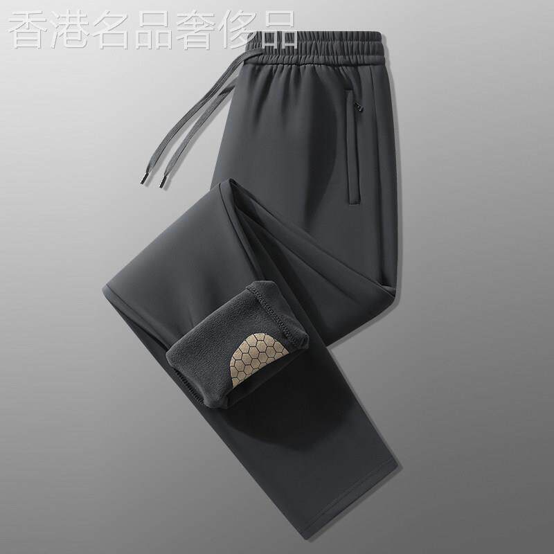 加绒休闲裤男2025冬季保暖发热外穿冲锋裤中年宽松防水防风直筒裤