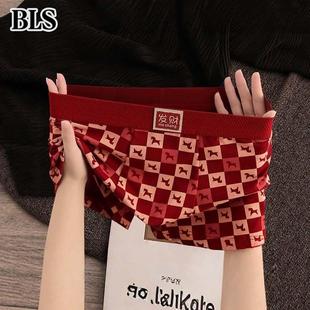 高端本命马年红色男士内裤2025新款纯棉四角裤男款结婚礼物平角裤