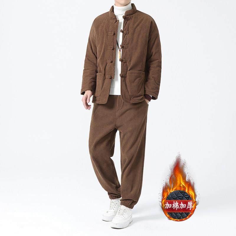 高端品牌可外穿家居服男款秋冬款冬季纯棉加绒加厚中国风睡衣套装