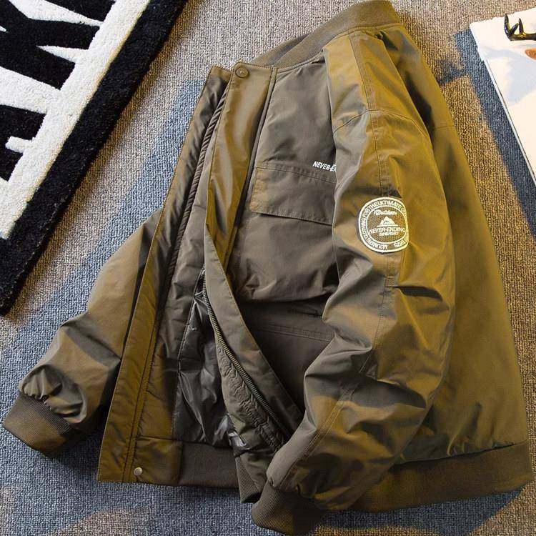 【法国进口男装】工装轻薄羽绒服男士秋冬季新款棒球领飞行员夹克