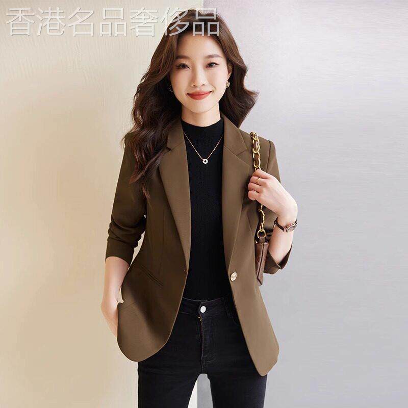 咖色休闲 小西服女秋季2025新款设计感修身炸街气质女神范西装外