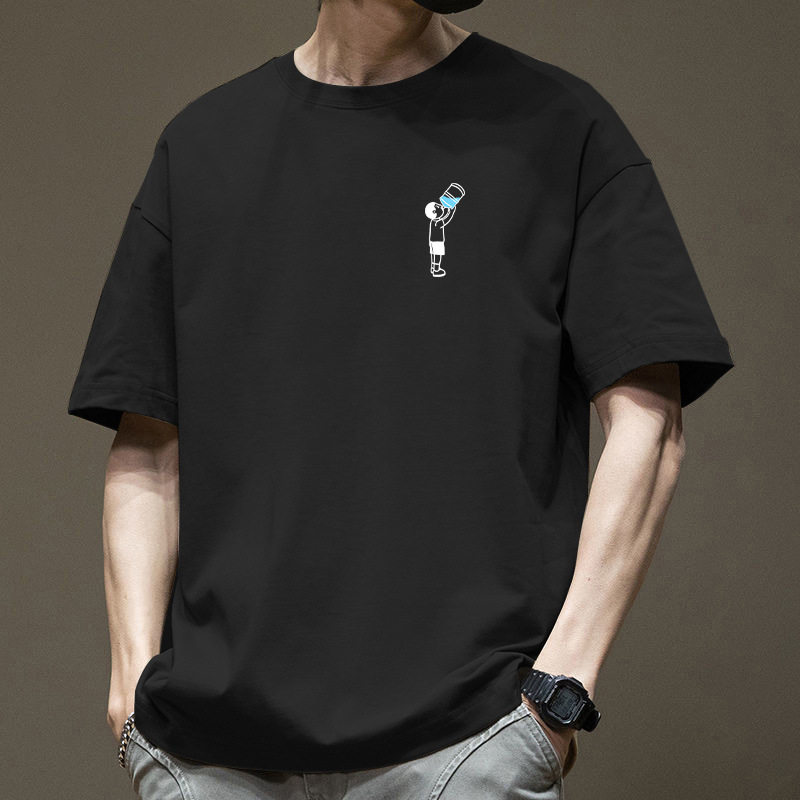 纯棉短袖t恤男夏季新款加肥加大码胖子宽松印花打底衫潮体恤