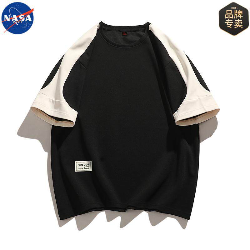 NASA品牌美式撞色插肩短袖男T恤夏季潮牌设计感宽松休闲百搭半袖