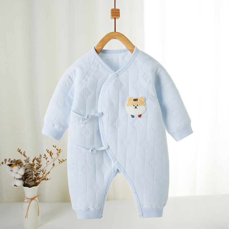 婴儿衣服夹棉保暖连体衣秋冬季棉服保暖衣薄棉A类面料0-3月宝宝