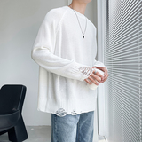 轻熟风镂空针织打底线衣高级感小众男套头毛衣M02/P55控75，男装T恤，电商A243