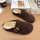 博肯鞋 大码 加宽加肥厚底秋冬毛毛鞋 41到43加绒包头勃肯拖鞋 女鞋