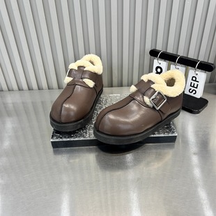 潮大棉鞋 欧货毛毛勃肯鞋 加绒保暖软底显脚小乐福鞋 冬季 女2025新款