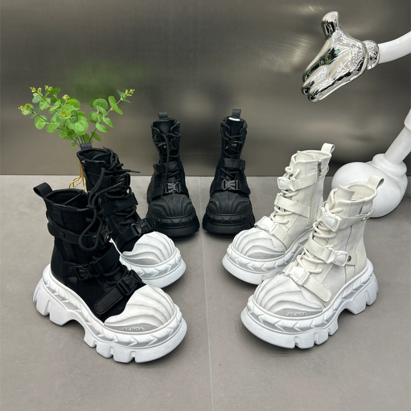 增高防滑短靴透气厚底休闲马丁靴