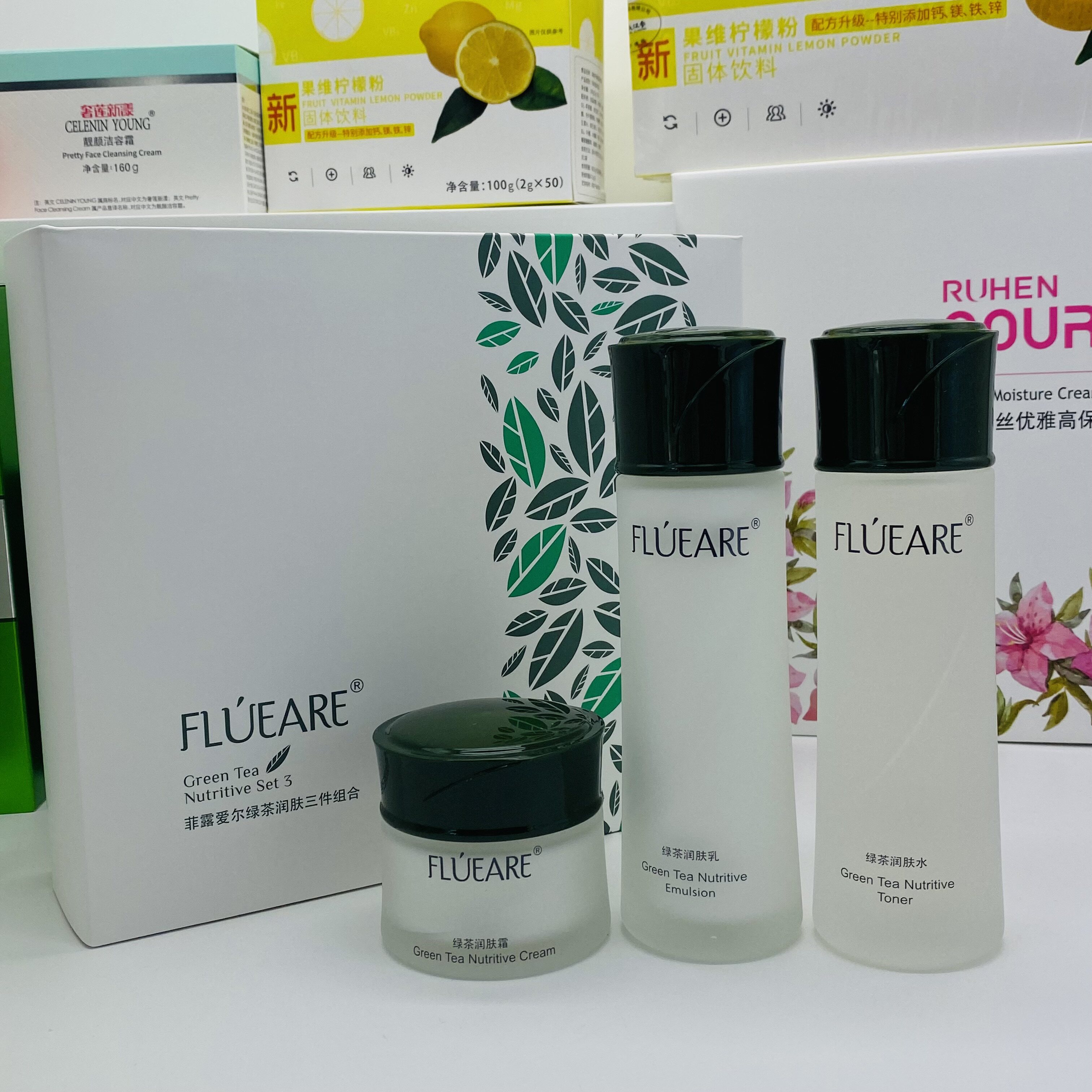 专柜正品菲露爱尔绿茶套润肤补水保湿护肤三件组合套