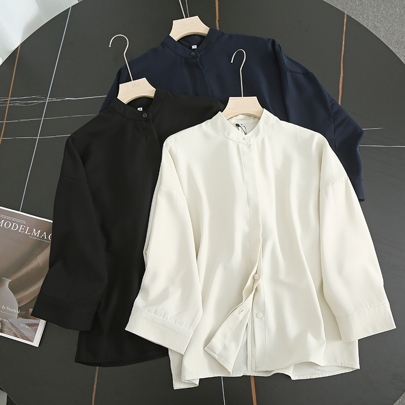 通勤垂感花式衬衫7分袖衬衣女春