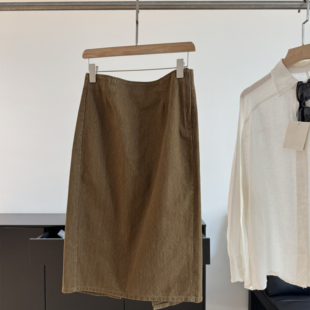 显瘦做旧水洗直筒牛仔半身裙女