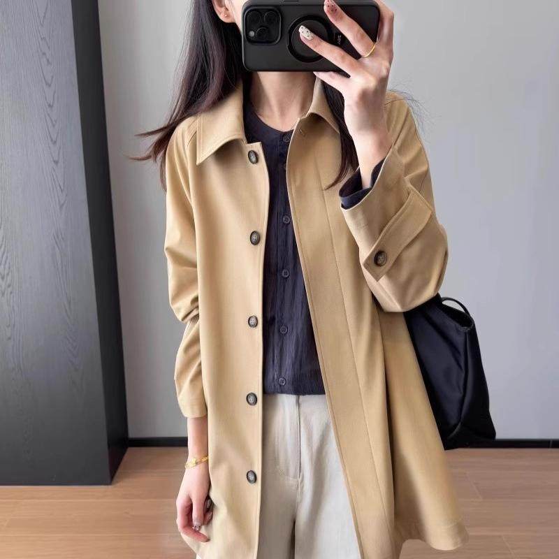 英伦风百搭宽松中长款风衣外套女