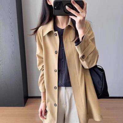 英伦风百搭宽松中长款风衣外套女