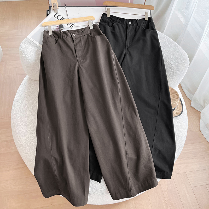 北欧C+木巨990+休闲版型弧形立裁弯刀裤高腰阔腿宽松扭缝休闲裤女