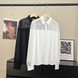 缘货 雪纺衬衫 49.9欧 蕾丝镂空唯美拼接翻领长袖 女 法式 走欧美