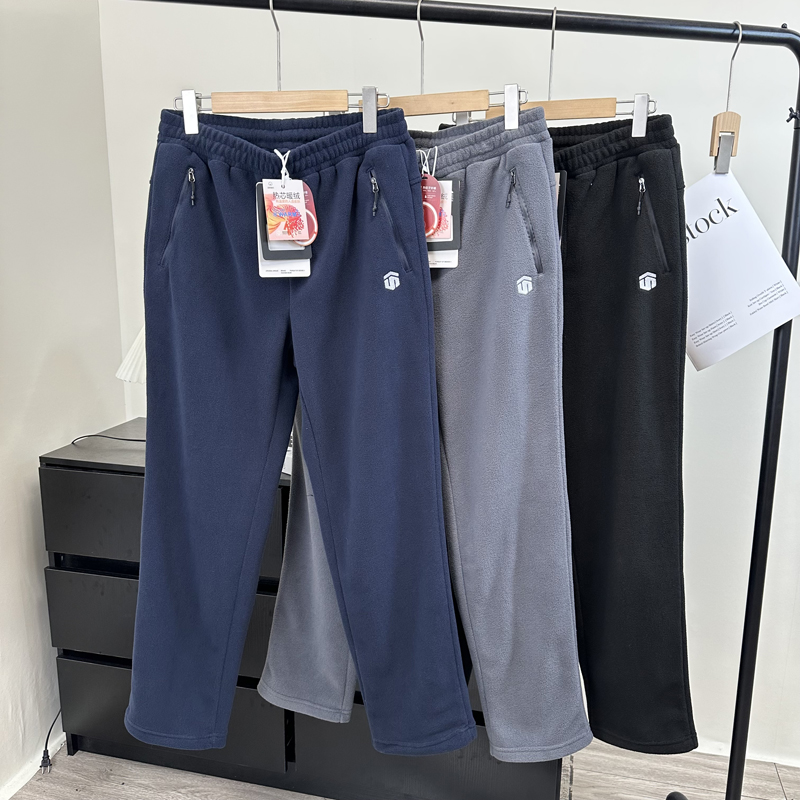 大厂订单!男女情侣款户外防风保暖加厚抓绒摇粒绒直筒休闲裤冬新