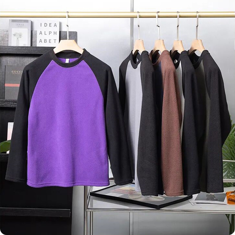 加厚保暖双面摇粒绒T恤卫衣冬新