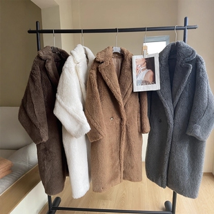 高端轻奢~木巨3W+桑蚕丝骆驼绒气质长款保暖泰迪绒大衣风衣外套女