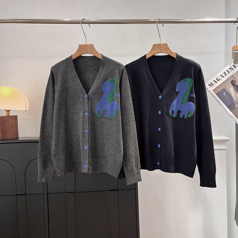 莱赛尔羊毛混纺小马提花针织开衫