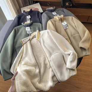 山系~299欧情侣款双层复合摇粒绒加厚防风保暖羊羔绒立领夹克外套