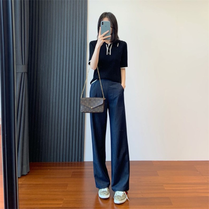 自带篙级感 ~进口天丝镶嵌亮简约百搭好剪裁轻薄透气阔腿裤女夏新