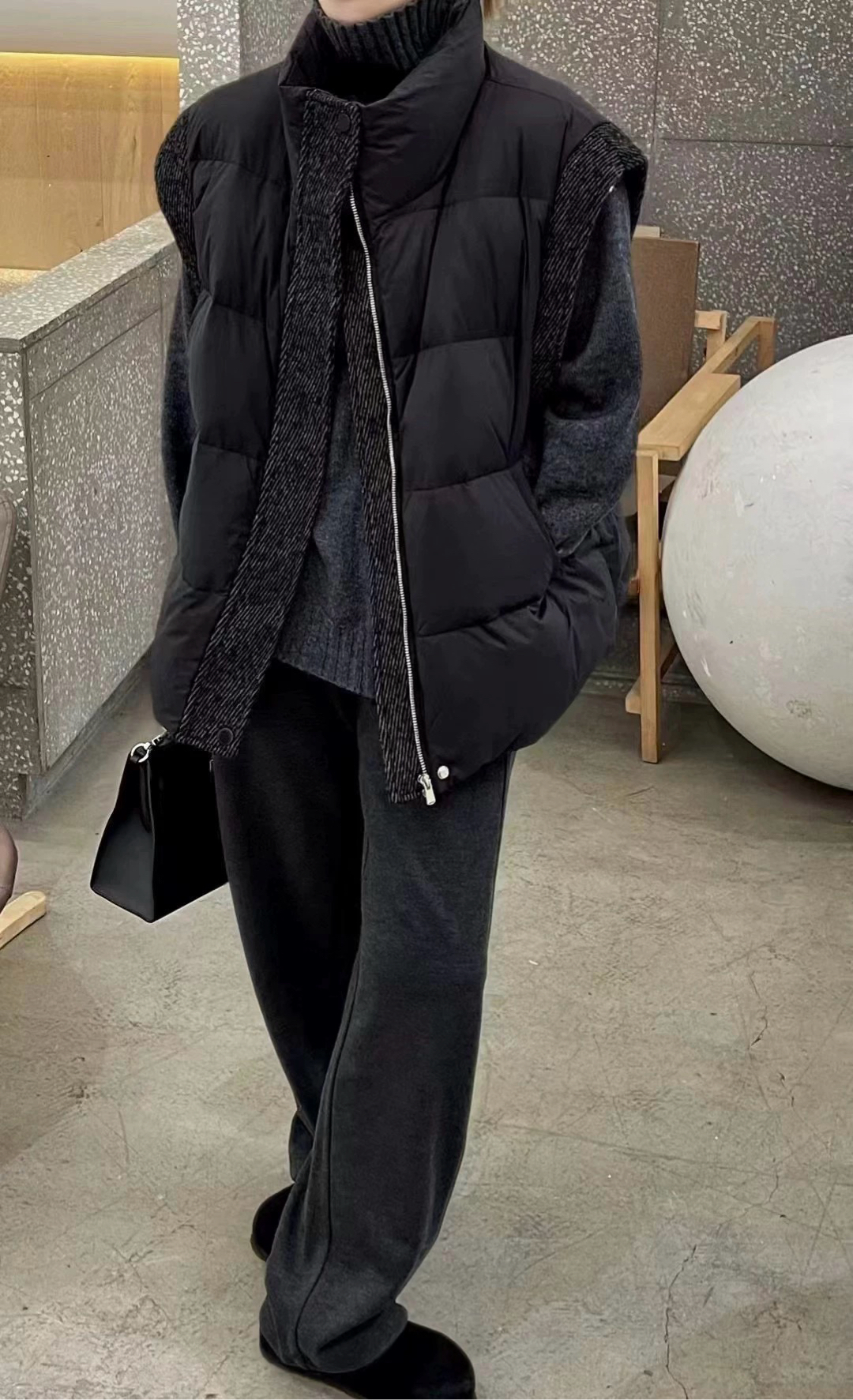 YOYO-2025新款韩版拼接纯色立领羽绒马甲女百搭休闲宽松马甲