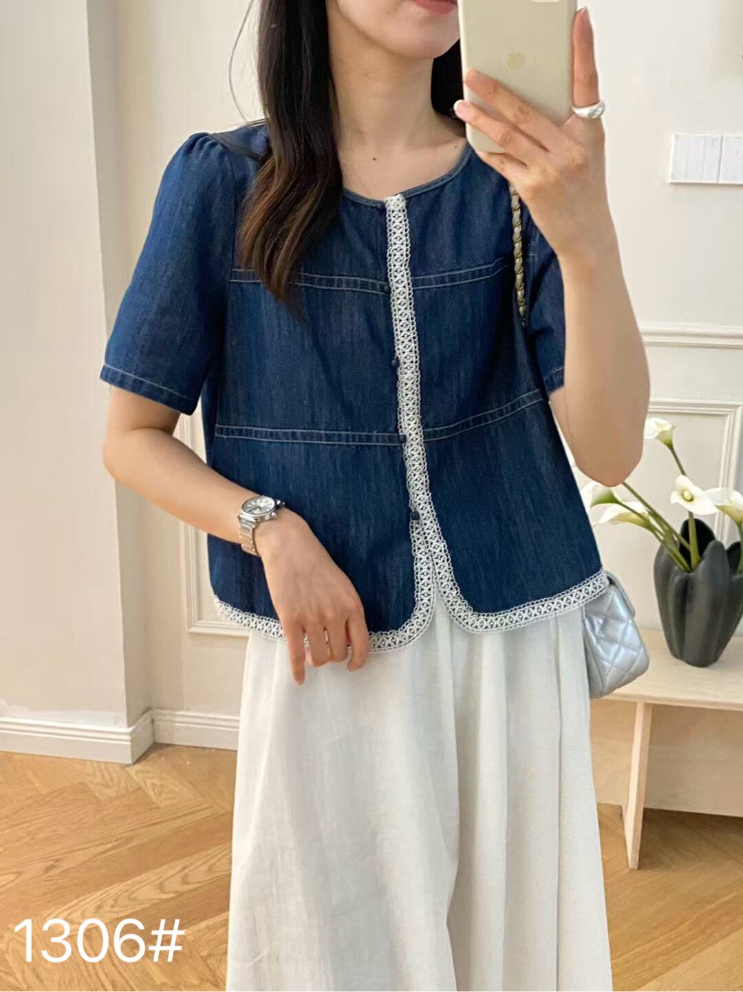 2026夏季新款韩版简约百搭牛仔衬衫女宽松休闲小衫圆领上衣