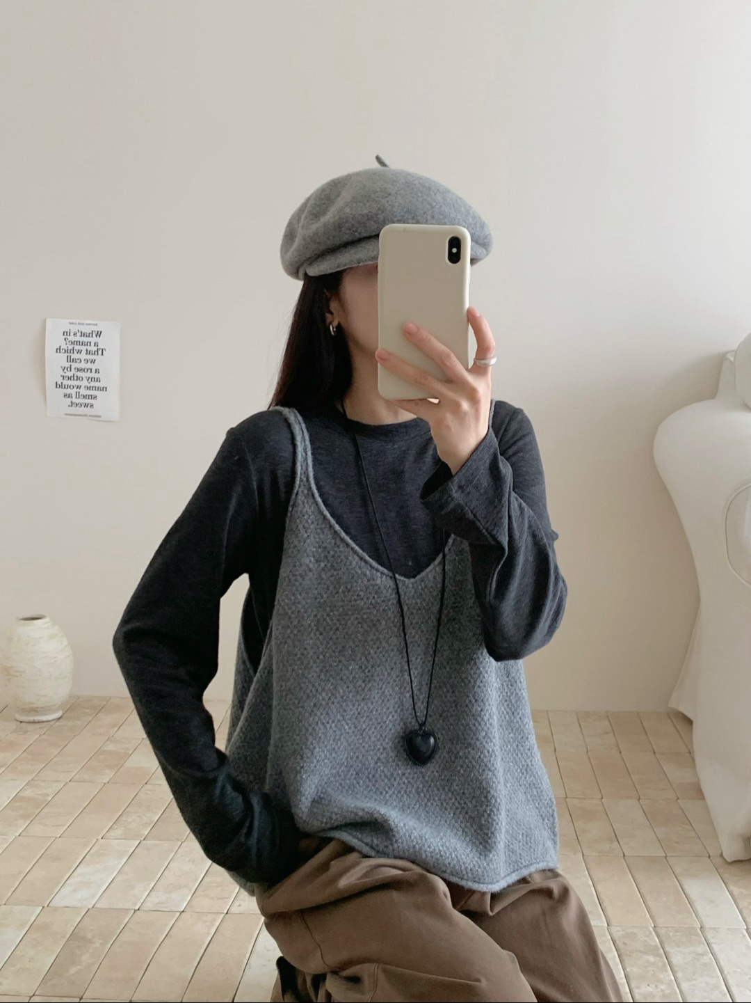 YOYO-新款韩系圆领纯色细带羊毛针织马甲女百搭叠穿背心上衣秋款
