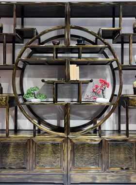 金丝楠木博古架实木中式多宝阁组合古董架家用置物架客厅书架展柜