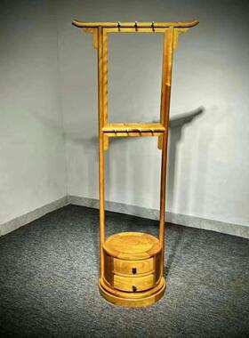 金丝楠木落地衣帽架小叶桢楠实木旋转衣架仿古中式鞋柜一体客厅摆