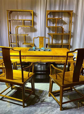 金丝楠木茶桌家用长方全实木茶台茶几原木中式现代功夫茶订制