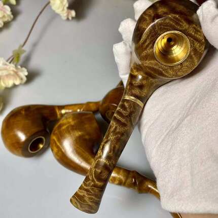 保真正宗金丝楠木烟斗小叶桢楠过滤烟嘴老料水波纹龙胆纹实木复古