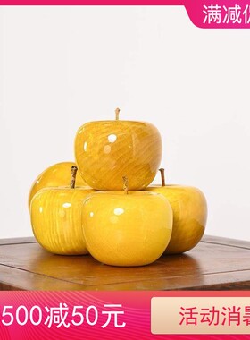 金丝楠木苹果小摆件金苹果大叶桢楠实木木雕工艺品收藏送礼平安