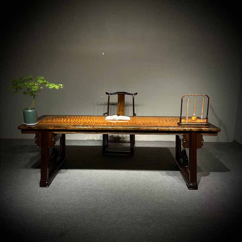 金丝楠木大板桌茶桌茶台原木整板办公桌书桌家用餐桌泡茶桌椅组合