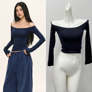 Veryrareme 弹力修身塑形一字肩长袖