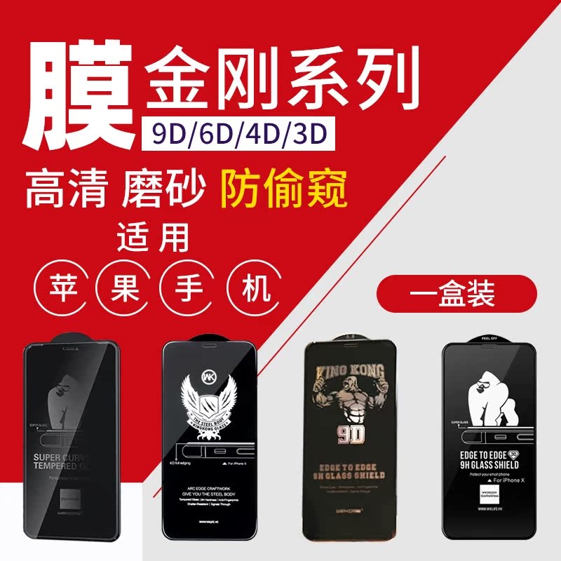 一盒装钢化膜适用苹果16ProMax  12 13 14 15贴膜高清防窥磨砂