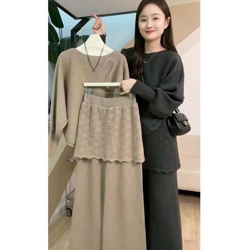 温柔风两件套韩系蝙蝠袖圆领毛衣针织秋冬新款勾花拼接屁帘休闲裤,女装/女士精品,时尚套装,淘宝优惠券,粉丝福利购,淘宝优惠卷