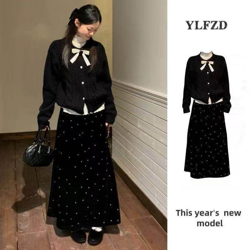 韩系巨好看学院风毛衣女秋冬季2026超火冬装一整套小个子气质长裙,女装/女士精品,时尚套装,淘宝优惠券,粉丝福利购,淘宝优惠卷